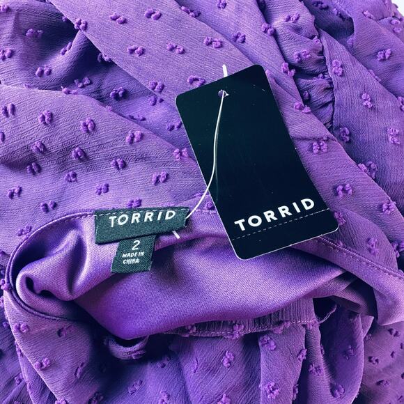 New Torrid Purple Clip Dot Chiffon Midi Dress Women's 2X /18-20 Plus Whimsygoth - Picture 3 of 15